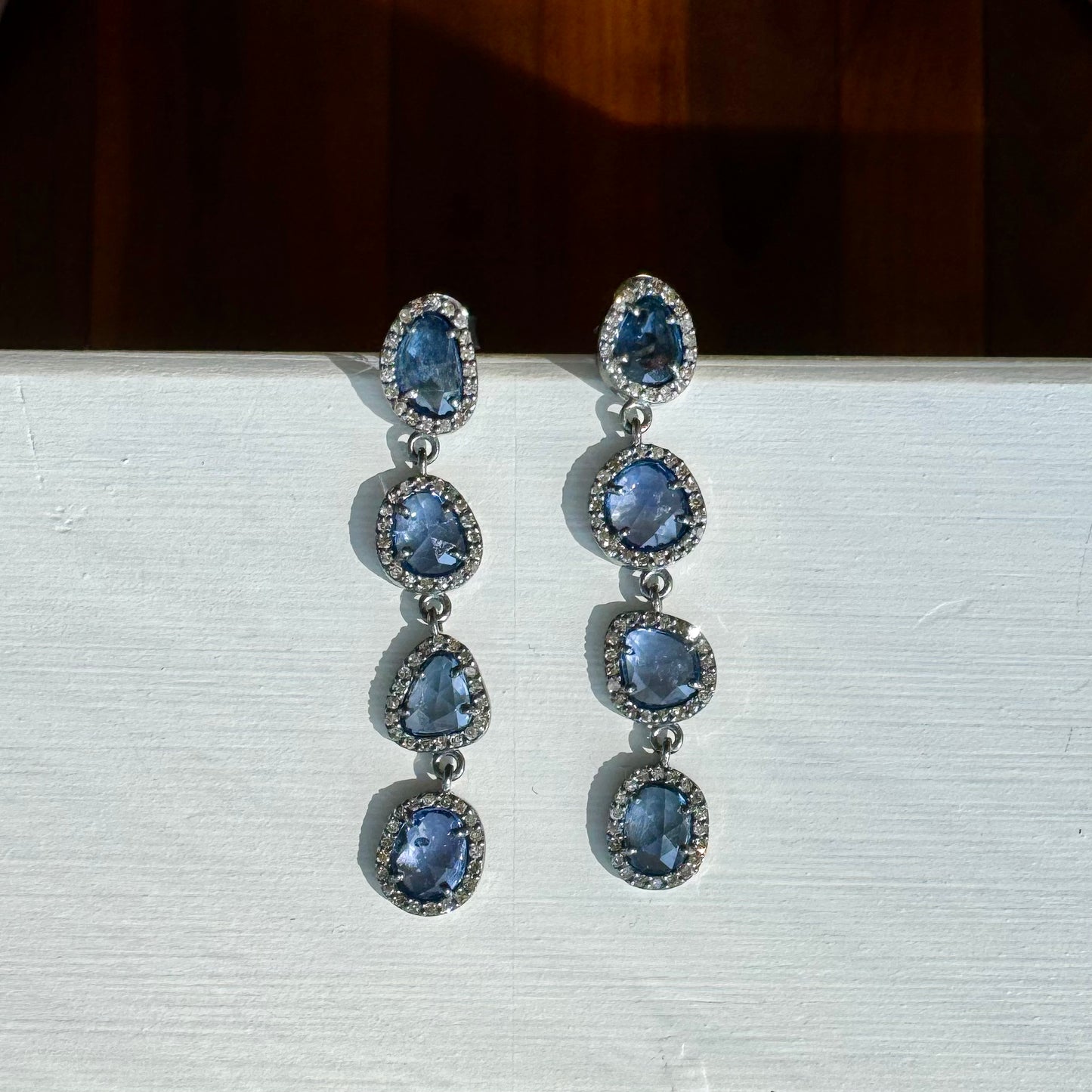 Sapphire Diamond Drop Earrings