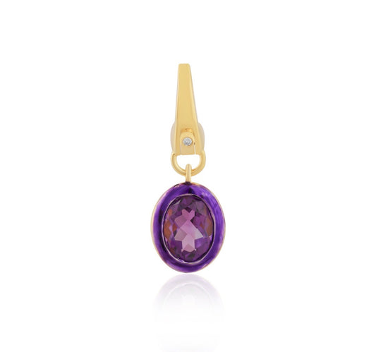 Bezel Amethyst Diamond Charm