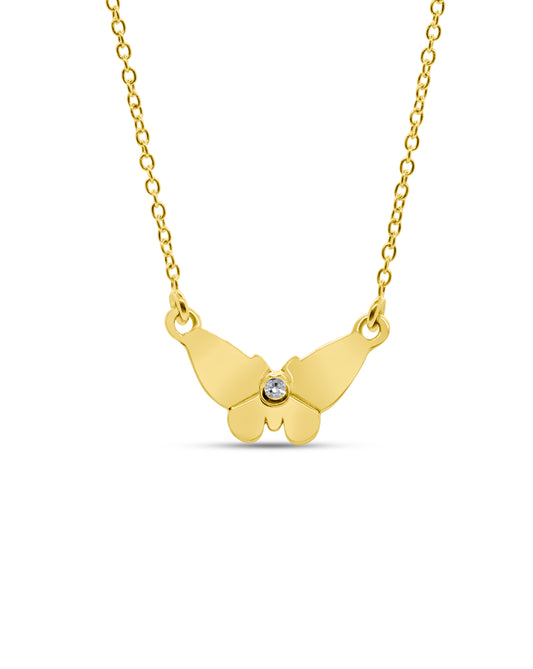 14K Gold Diamond Papillon Necklace