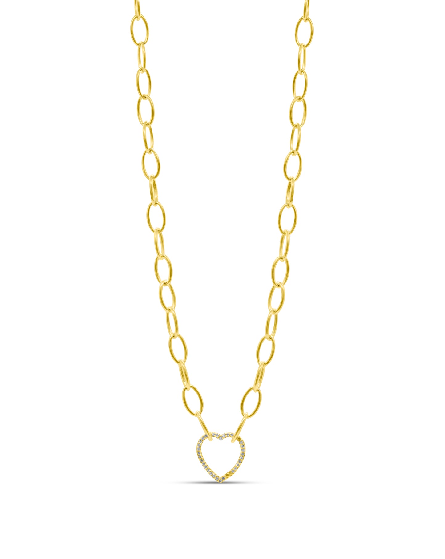 Vermeil Oval Chain with Heart Diamond Clasp