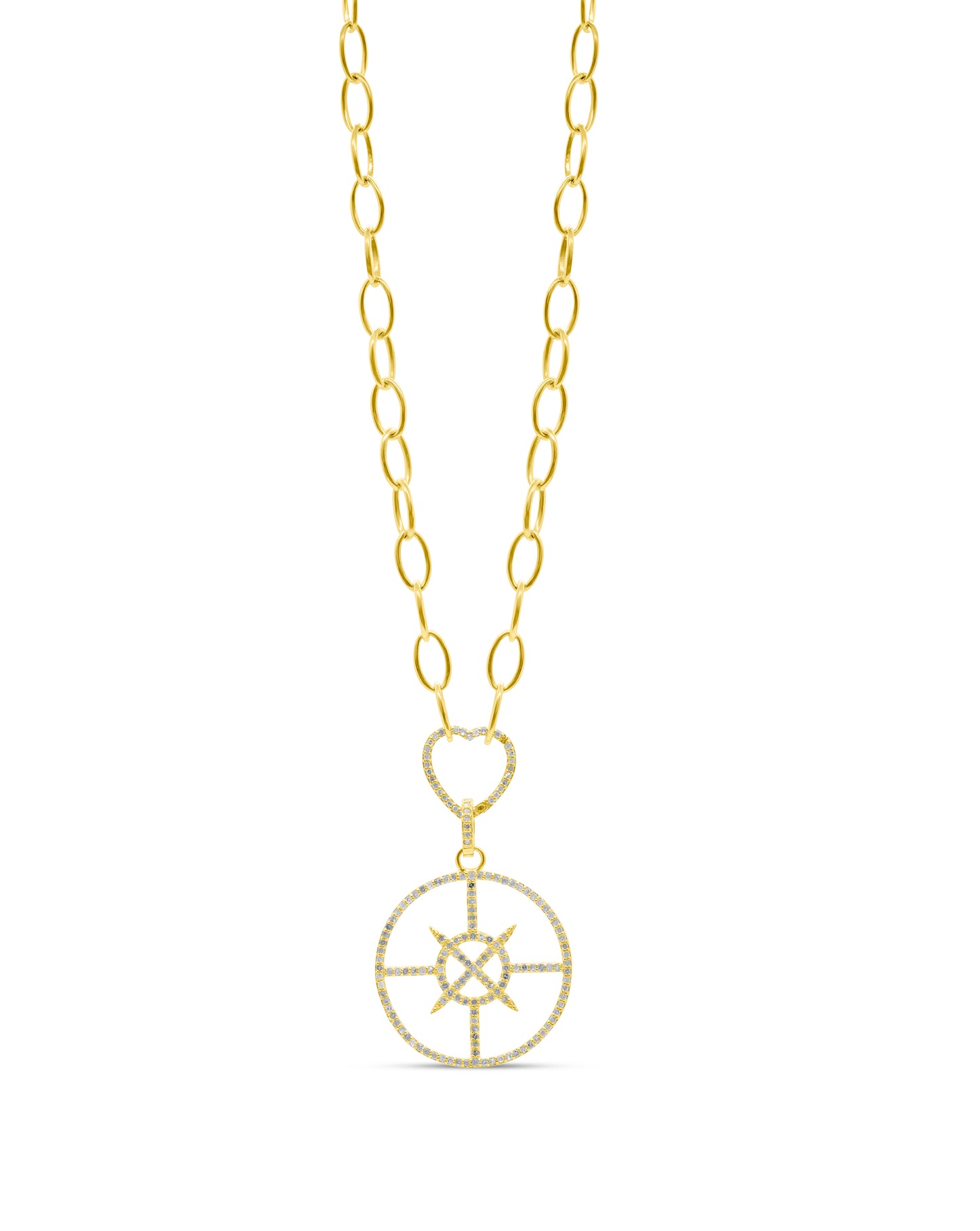 Vermeil Oval Chain with Heart Diamond Clasp