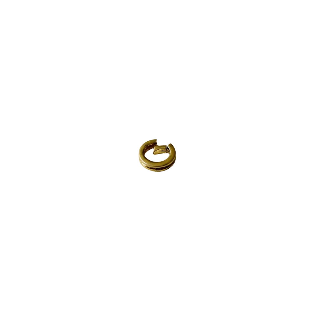 Gold spring ring clasp white background