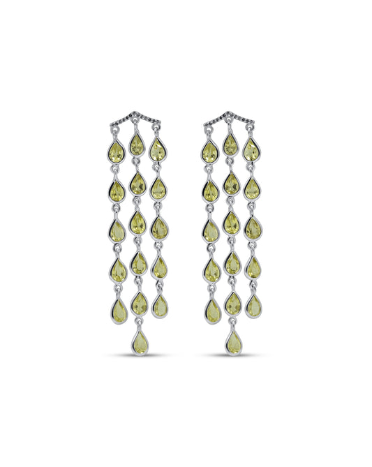 Lemon Quartz Diamond Waterfall Earrings