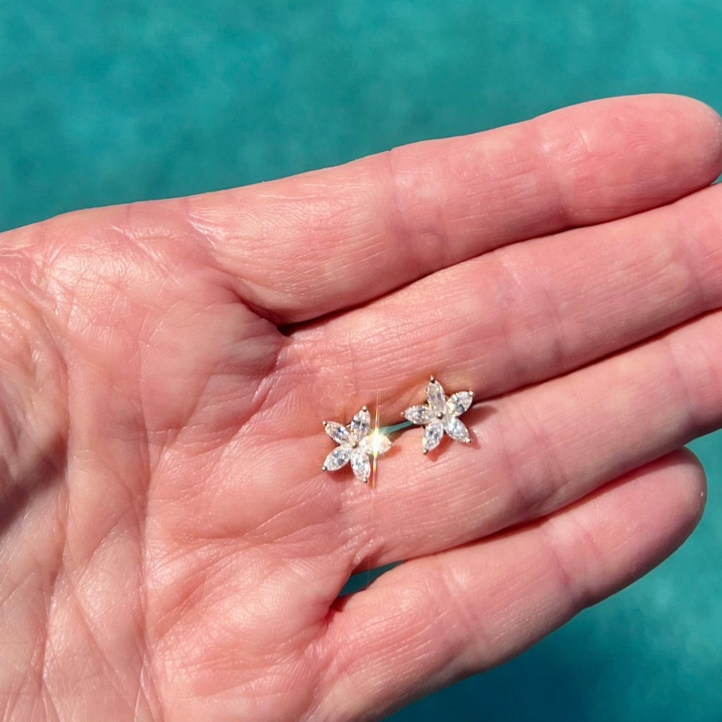 Marquise Diamond Flower Earrings