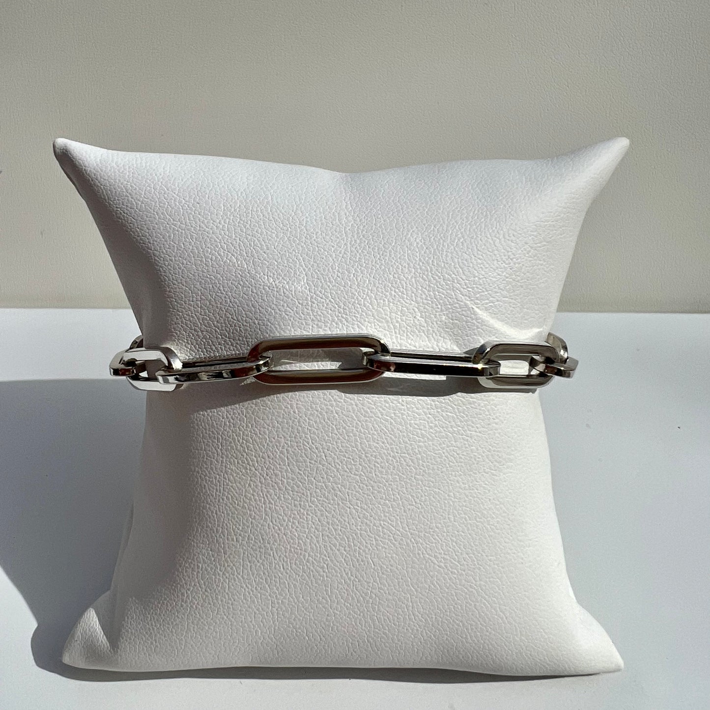 White Gold Paperclip Bracelet