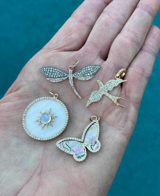 14K Gold 2 Tone Diamond Dragonfly